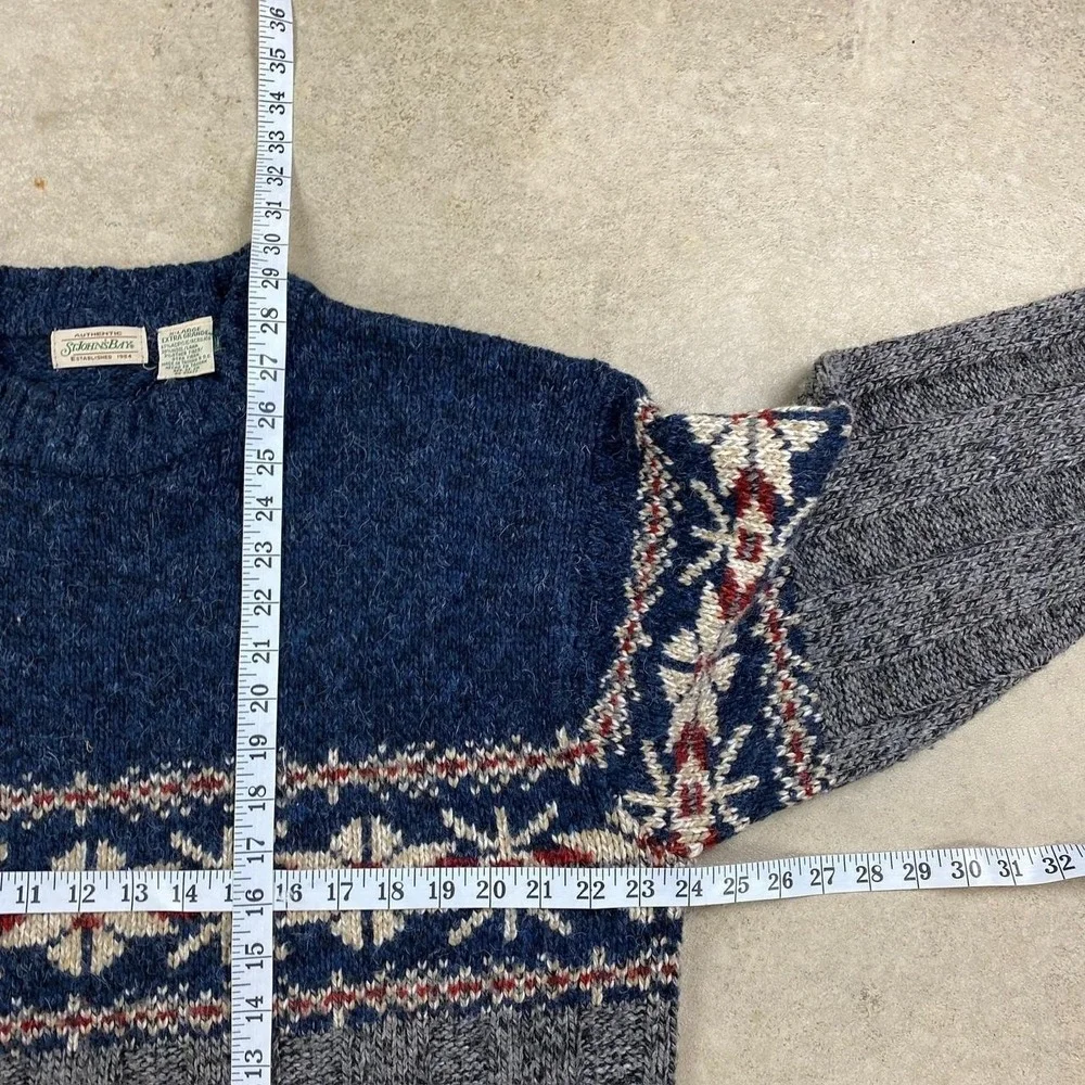 Vintage 90s St. John's Bay Sweater Size XL Navy Blue Fair Isle Knit Pullover